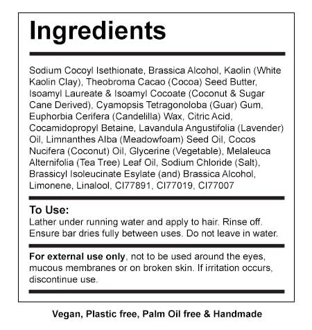 Goddess Glow Vegan Shampoo Bar Ingredients List
